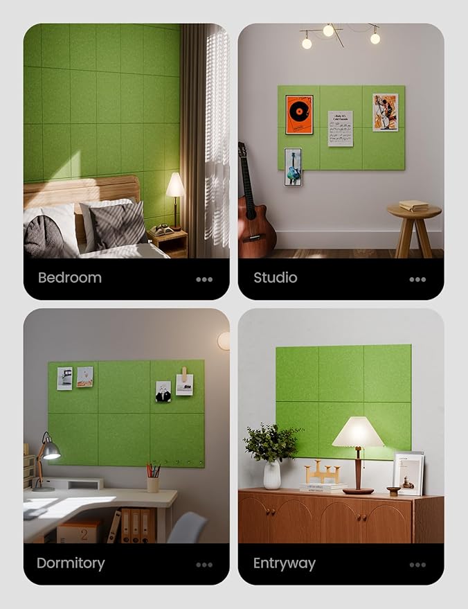 Large Felt Bulletin Board 36" x 24"Cork Board Alternative - 6 Pack with 40 Safe Removable Adhesive Tabs, Cork Boards for Walls Cork Board for Home Office Classroom Pin Board - Grass Green