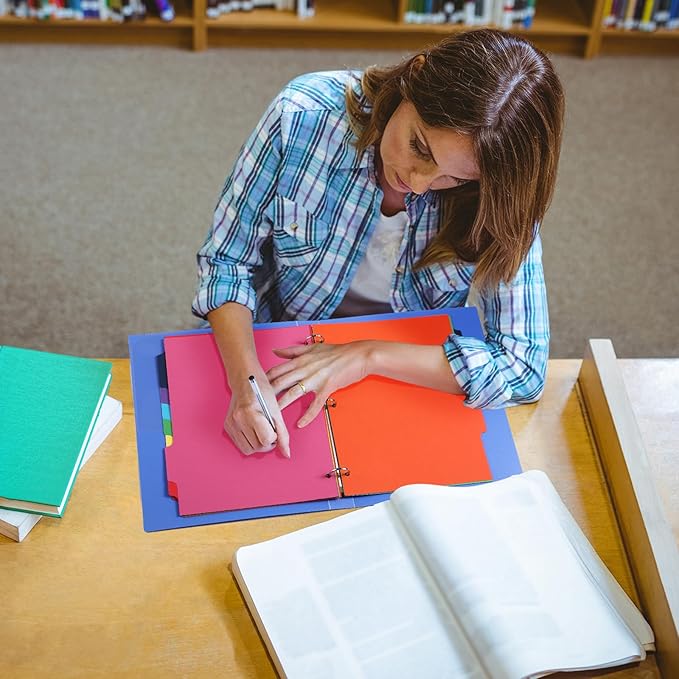 Thenshop 192 Pieces 24 Sets Binder Dividers with Tabs Bulk 8.5 x 11 Inch Write & Erase Big Paper 8 Tab Dividers for 3 Ring Binder(Bright Color)