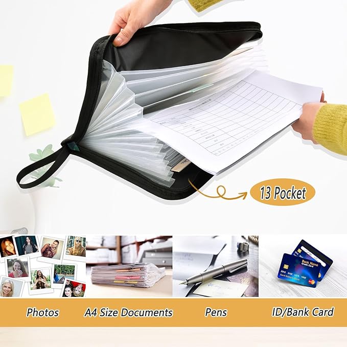 Rose and Blue Sky Expanding File Organizer with 13 Pockets Accordion File Folders with Labels,Portable Document Paper Bill Receipt Organizer,Home College School Office Supplies, Letter Size