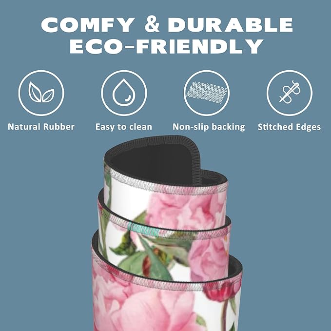 Large Mouse Pad Peony Flowers and Sakura Extended Gaming Mouse Pad Desk Mat Stitched Edges Mousepad Non-Slip Rubber Base Keyboard Pad for Laptop Computer PC 35.4 x 15.7 inches