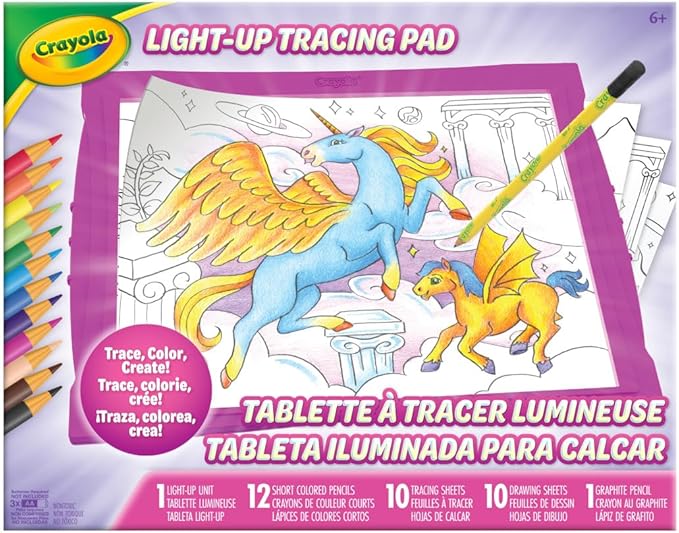 Crayola Light Up Tracing Pad Pink, Best Birthday, Holiday & Christmas Gifts for Girls & Boys, 6, 7, 8 Year Olds, Kids Toys, Light Box Art Kit for Kids [Amazon Exclusive]