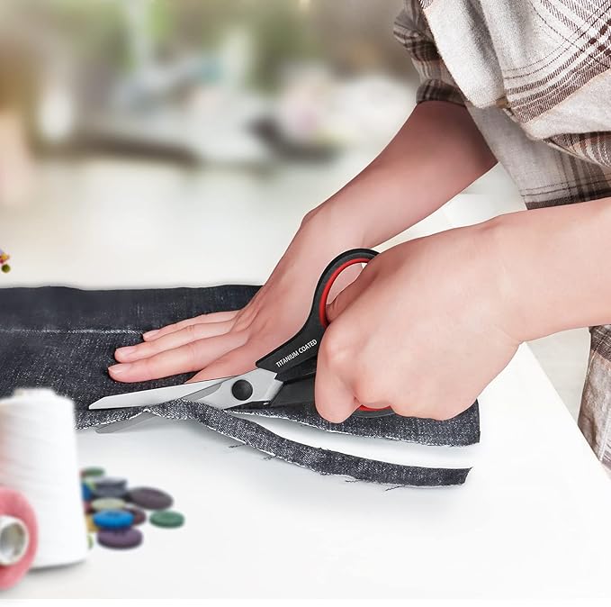 Scissors 8" Multipurpose Right/Left Handed Titanium Coated Sturdy Sharp Scissors for Office Home School Students