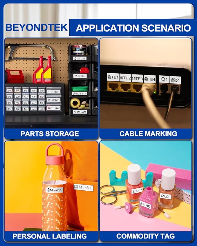 Tze-221 TZe221 Compatible for Brother P Touch TZ Tape 9mm 0.35 Laminated White Tape TZ-221 Label Tape for Brother Ptouch Label Maker PT-D200 PT-D400 PT-D600 PT-H110, Black on White, 6-Pack