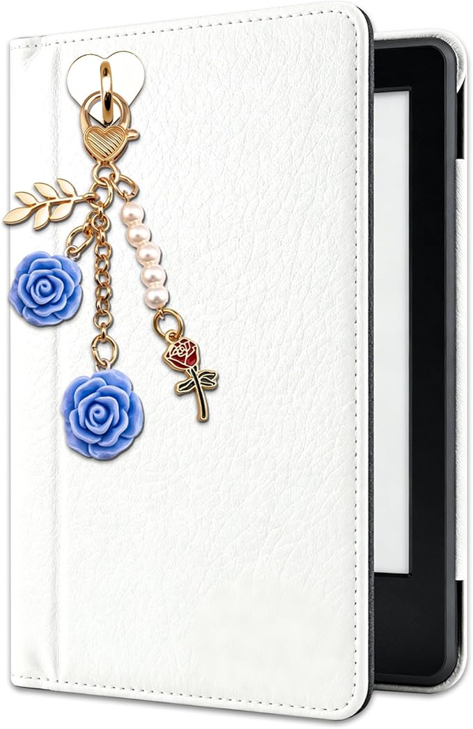Rose Purse Charms Cute Flower Keychain With Heart Sticker Charm Chain For Kindle Colorful Bag Charms For Handbags