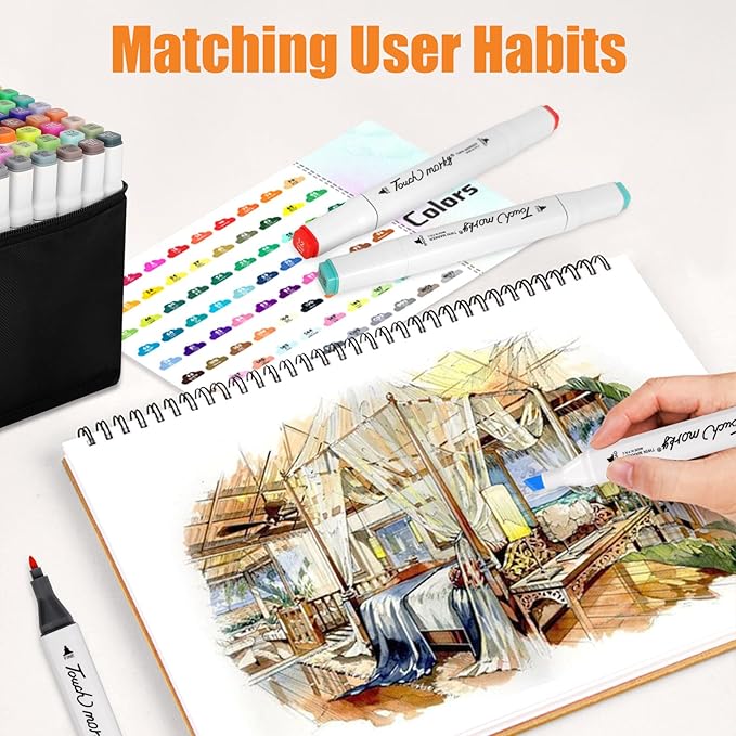 80 Colors Alcohol Markers with Free App, Chisel Tip and Fine Tip, Dual Tip Alcohol-Based Marker set for Artist Adults, Art Markers for Painting, Coloring, Sketching and Drawing,Great Gift Idea