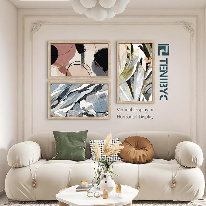 14x24 Oak Picture Frame 3 Pack, Natural Solid Wood Poster Frame, Wall Gallery Frame