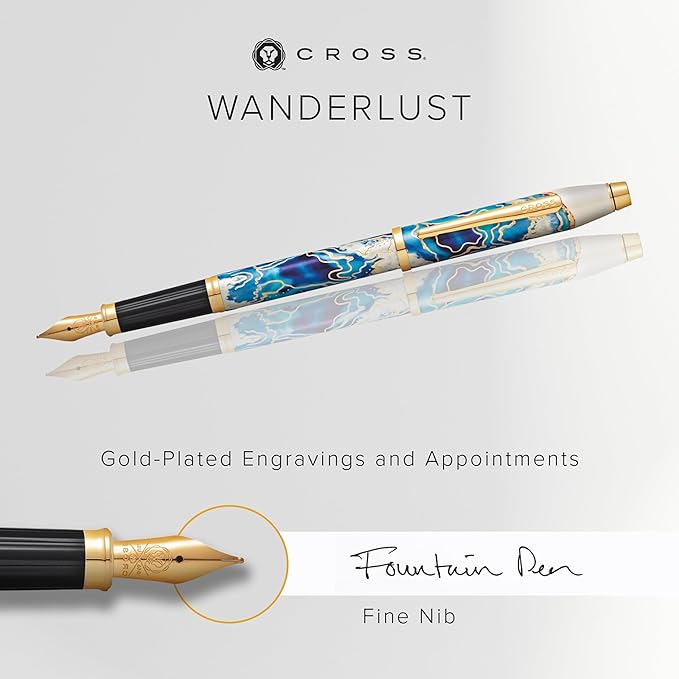 Cross Wanderlust Refillable Fountain Presented in a Luxury Gift Box - Medium Point, Black Ink