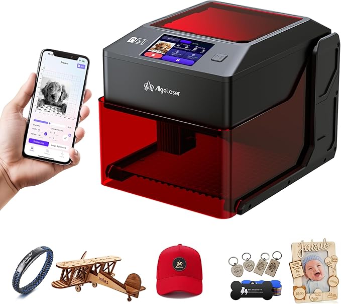 AlgoLaser 5W Smart Laser Engraver Machine: Portable Laser Engraver with 3.5" Touchscreen & 2.0 AlgoOS System - Hand Draw/Wireless Transmission/SD Card/Offline - Laser Engraving for Wood, Leather