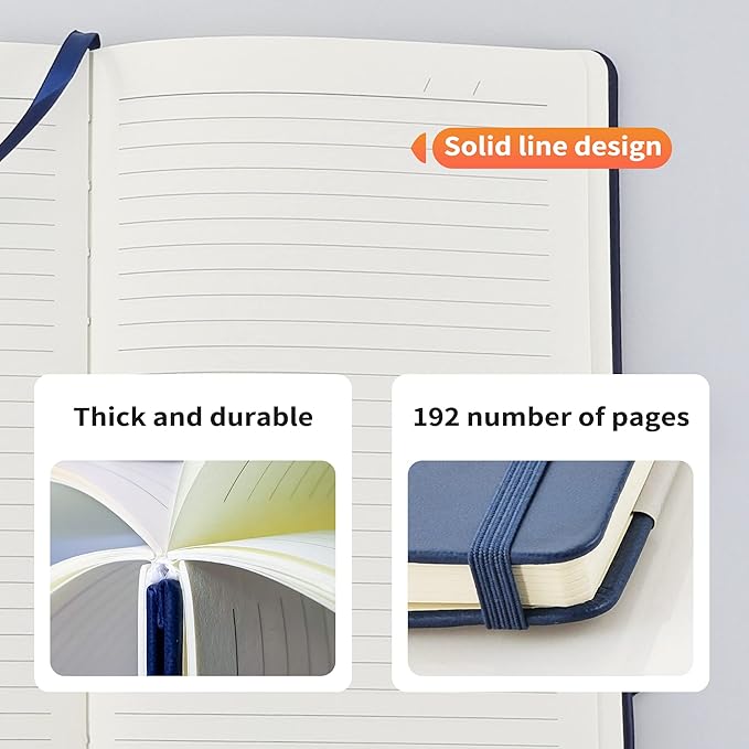 Mlife A6 Small Journal Notebook, Lined Pocket Notebook with Pen Holder, Mini Notebook Hardcover, 192 Pages, 3.9 inches * 5.5 inches Jurnal for Women and Man (3Pack Grey)