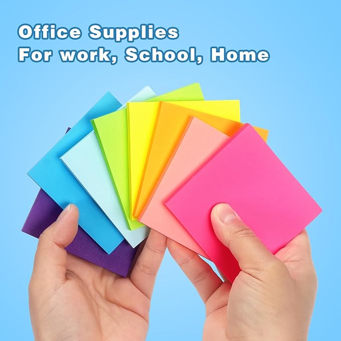 Early Buy Sticky Notes 3x3 Inch 16 Pads, Repositionable Self-Stick Memo Pads, 8 Bright Colors, 60 Sheets/Pad (960 Total) for Office, School, Home, Notebooks