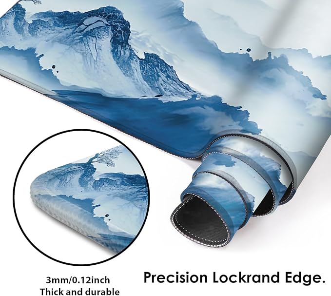 Galdas Gaming Mouse Pad XXL XL Large Long Extended Big Mousepad Non-Slip Rubber Keyboard Mouse Pad with Stitched Edges for Laptop Home Office (31.5x11.8x0.08 Inch)-Landscape