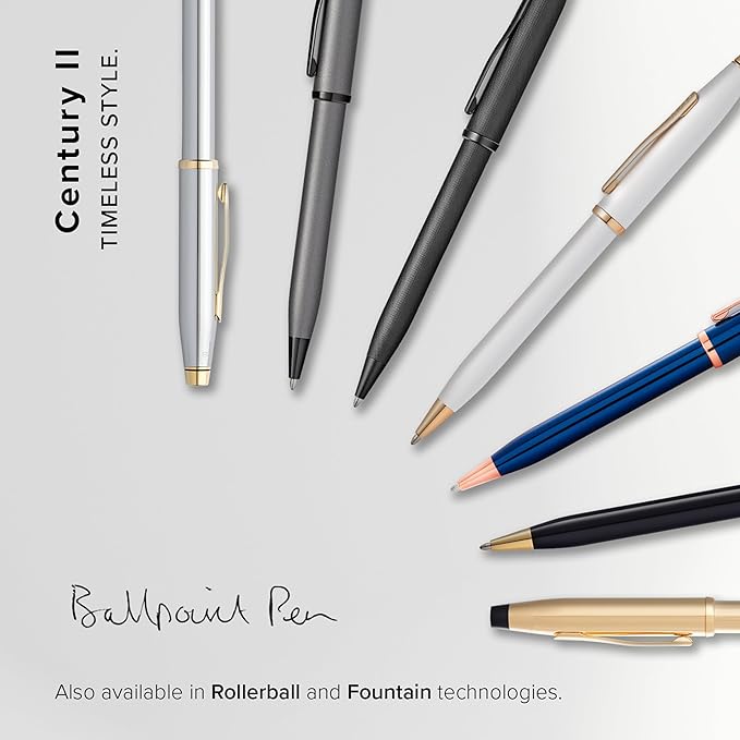 Cross Century II Refillable Ballpoint Pen Presented in a Luxury Gift Box - Medium Point, Black Ink, Pearlescent White