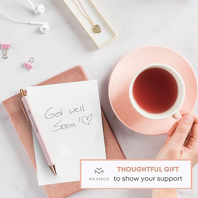 MESMOS 3Pk Fancy Pens for Women, Ballpoint Pens, Get Well Soon Gifts for Women, Breast Cancer Survivor Gifts, Comfort Items for Cancer Patients Must Have, Comforting and Thoughtful Gift