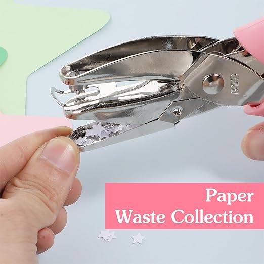 Xindojuz 1 PCS Small Star Hole Punch, 0.2 Inch Metal Single Hole Puncher Handheld Paper Heart Star-Hole Punch with Soft-Handled for Clothing Ticket DIY Craft Tags Scrapbook Tool (Pink)