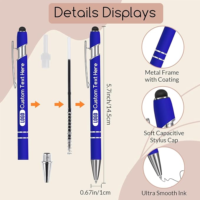 Personalized Pens Bulk 50 100pcs with Name Logo,Custom Black Blue Ink Pens, Customized Funny Quote Motivational Saying,Back to School Supplies, Graduation Office Coworker Thank You Appreciation Gifts