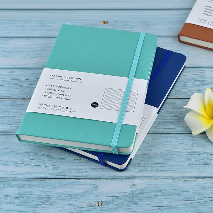 Coopay 24 Pack A5 Journal Notebooks Bulk, 160 Pages, 100GSM Thick Paper, 8.3 x 5.5 inch Hardcover Lined Leather Journals for Writing Office School Business,Bulk Notebook for Work Men Women (Green)