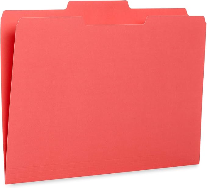 100 Blue Summit Supplies Colored File Folders Letter Size 1/3 Cut Tabs - Pastel File Folders, Colorful File Folders Multicolor, Durable 11pt Paper