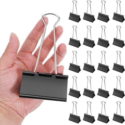 20 Pack 3 Inch Jumbo Binder Clips, Heavy Duty Extra Large Paper Clamps for Office, Home, Document Organization, Black