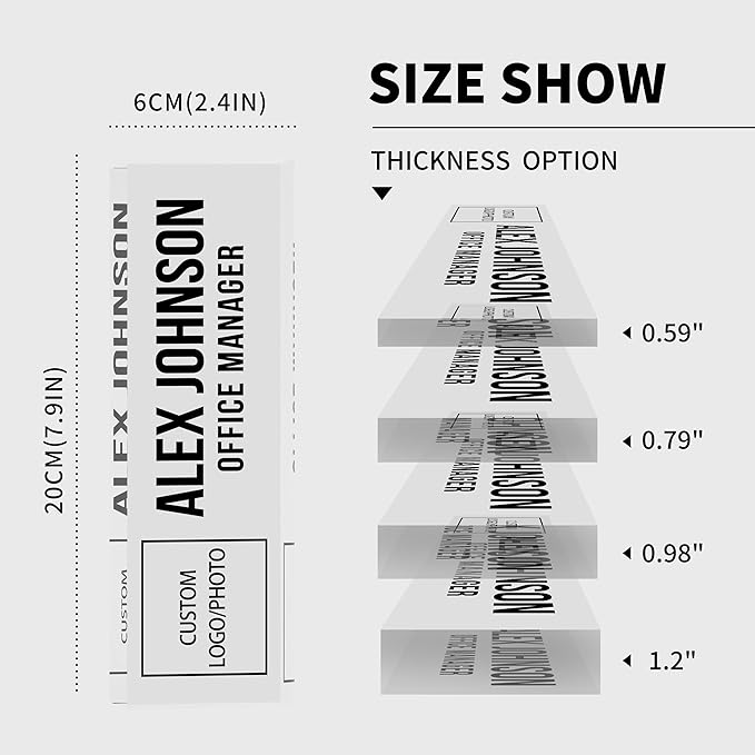 Personalized Name Plate for Desks, Custom Desk Name Plates, Acrylic Name Plate Office Desk Accessories, Personalized Office Gifts for Coworkers Teachers, Employee Appreciation Gifts (B-BusinessLogo)