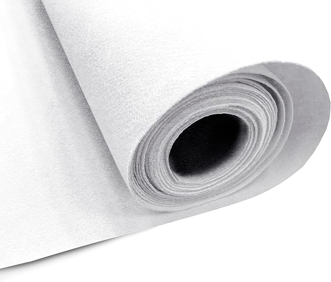 EOVEA | Acrylic Felt Fabric by The Yard - Non-Stiff, Soft Material - 72" Wide - 1.6mm Thick Felt Sheets for DIY Crafts, Sewing, Upholstery, Cushion, Padding(White,20 Yard)