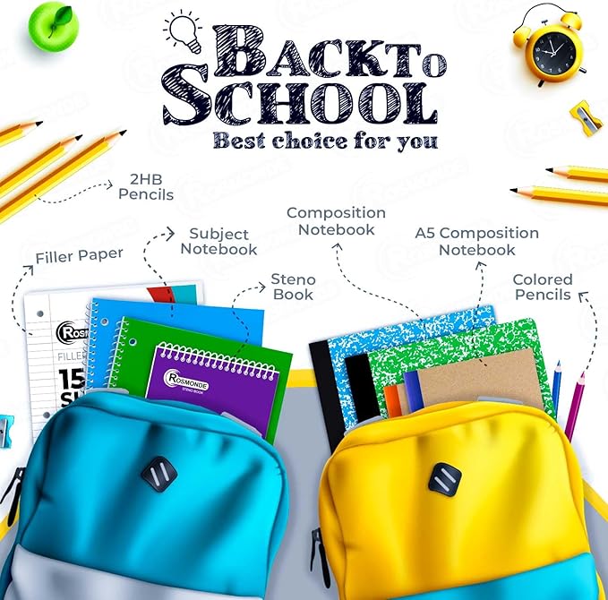 Spiral Notebook 36 Pack, 5 Subject, 300 Pages/Book (150 Sheets), College Ruled, 8 x 10-1/2, School & Office Bulk Spiral Notebooks, Sturdy Spiral Journal Notebook, Soft Cover, Assorted Colors