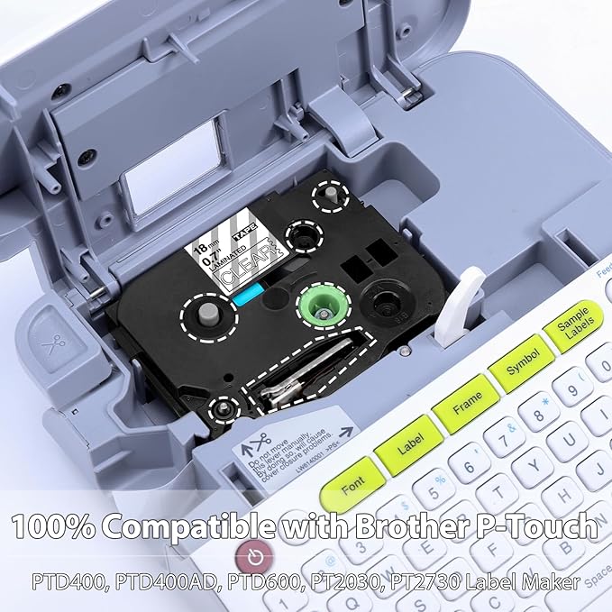 Label KINGDOM 18mm White on Clear Tape Replacement for Brother TZe-145 TZe145 3/4" TZ Tape 18mm 0.7 Laminated Clear Compatible with Brother P Touch TZe for PTD400 PTD410 PTD600, 3-Pack