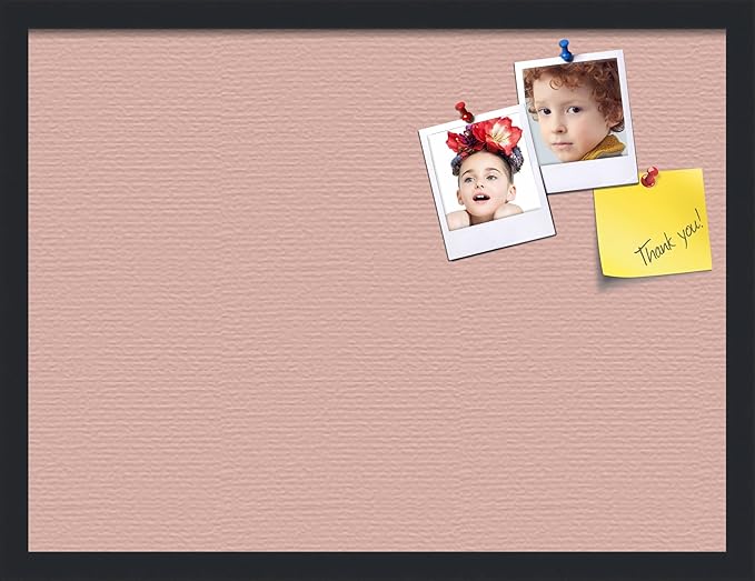 PinPix 24x18 Inch Cork Bulletin Board. This Decorative Framed Pin Board Comes with Pink Pastel Design and a Satin Black Frame. Ideal for Home Office Decor or Message Board (PinPix-1813)