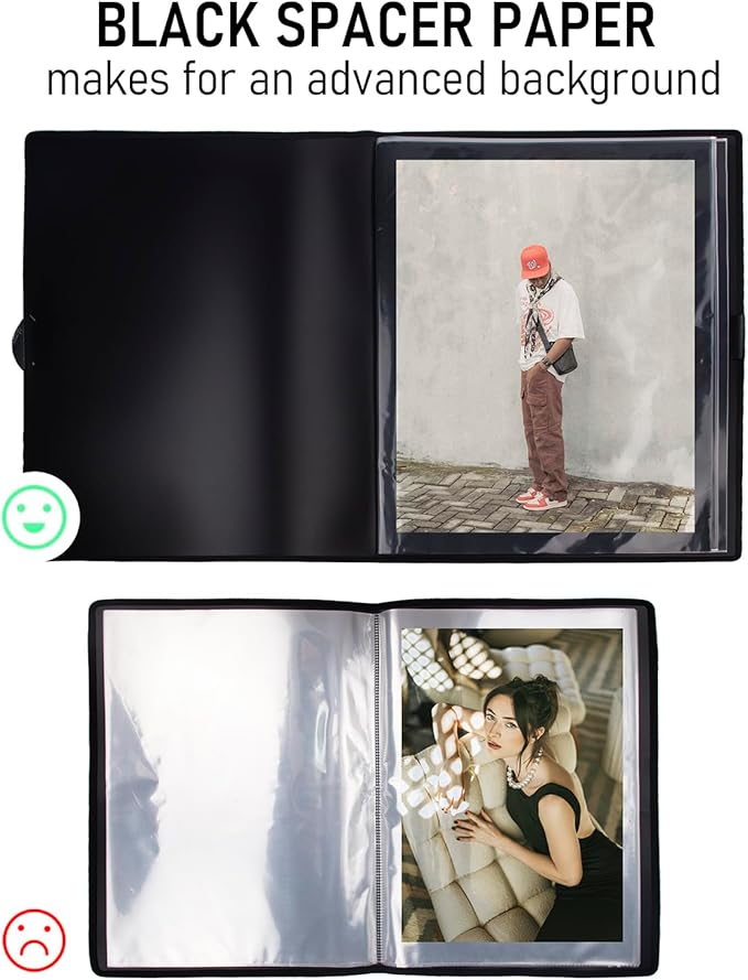 Nicpro 18x24 Large Art Portfolio Folder, 30 Pockets Display 60 Pages Artist Portfolio Folder with Clear Plastic Sleeves, Presentation Storage Book for Artists Artwork Drawing Painting Black