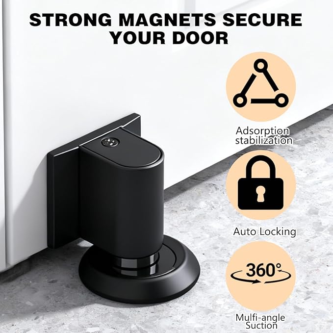 Door Wedge Stopper,2026 New Magnetic Doors Stoppers for Bottom of Door,No Drill Invisible Doorstops for Inside Door,Heavy Duty Invisible Door Stop, Magnetic Doors Catch Holder to Keep Doors Open