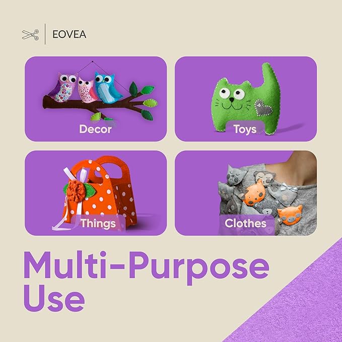 EOVEA | Acrylic Felt Fabric by The Yard - Non-Stiff, Soft Material - 72" Wide - 1.6mm Thick Felt Sheets for DIY Crafts, Sewing, Upholstery, Cushion, Padding(Lavender, 2 Yard)