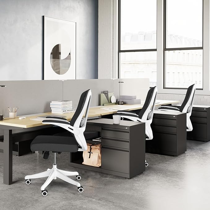 Mesh Office Chairs, High Back Ergonomic Office Chair with Lumbar Wide Comfty Compute Desk Chair for Home & Office Bedroom Study Student (Black)