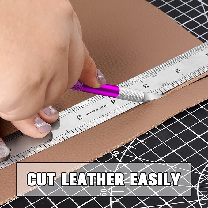 DIYSELF 2 Pack Exacto Knife for Crafts, Precision Knife Exacto Blades, Hobby Knife for Models, Craft Knife for Scrapbooking, Carving Knife for Stencil, Art, 20 Extra Blades(Purple)