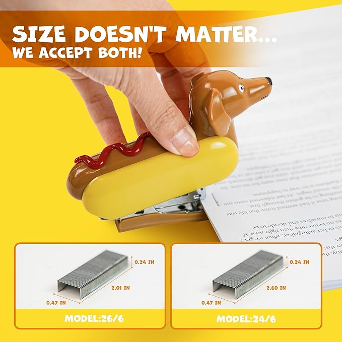 YOBRO Mini Stapler for Kids Students Novelty Hotdog Desktop Stapler with 1000PCS Staples 12 Sheets Capacity Stationery Animal Stapler for Home Office Stocking Stuffers for Kids