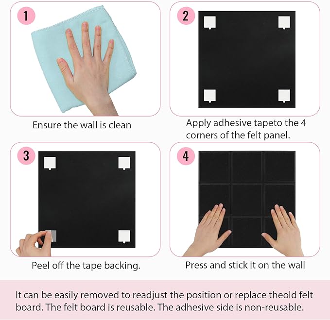 Smarpau Large Cork Boards Bulletin Board 48"x36", 12 Pack Felt Corkboards Pin Board with 50 Removable Adhesive Tabs 35 Pushpins, Cork Wall Tiles for Home School Decor