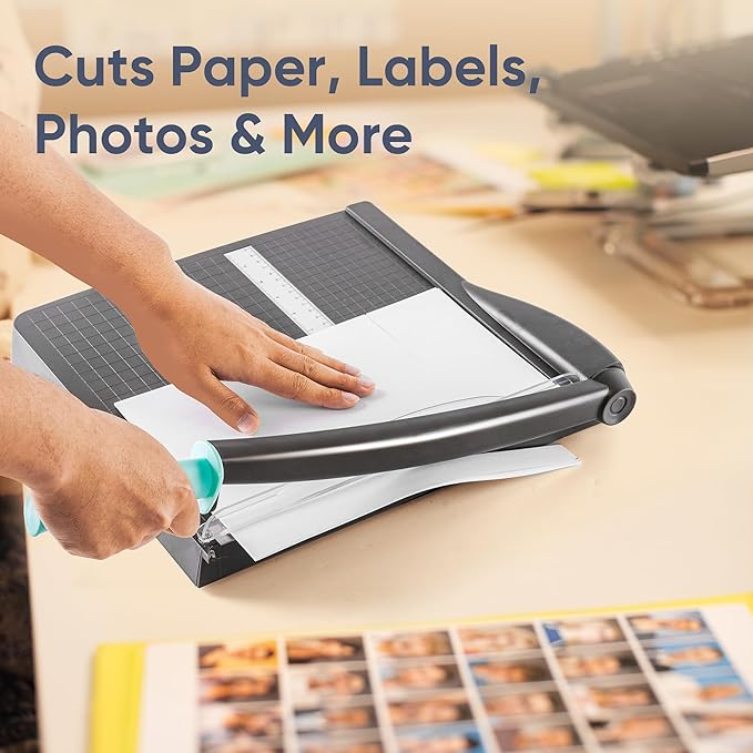 VUSIGN Paper Cutter 12" Cut Length Guillotine Papercutter, Heavy Duty Paper Trimmer with 18 Sheet Capacity Paper Slicer, Large Guillotina Paper Cutting Board for Classroom Crafting Cardstock