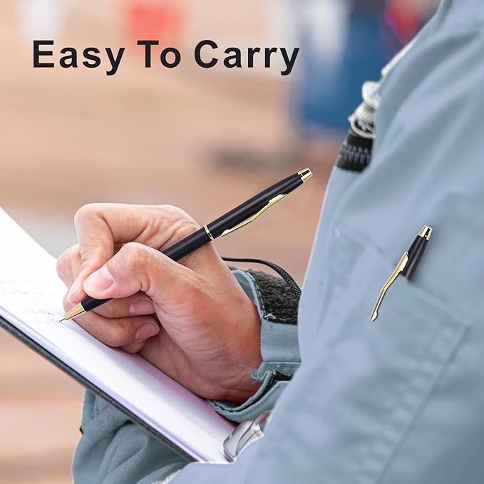 Cambond Black Pens Ballpoint Pens - Black Ink Bulk 1.0 mm Medium Point Smooth Writing Office Pens for Men Women Police Uniform Office Business, 10 Pack (Black)