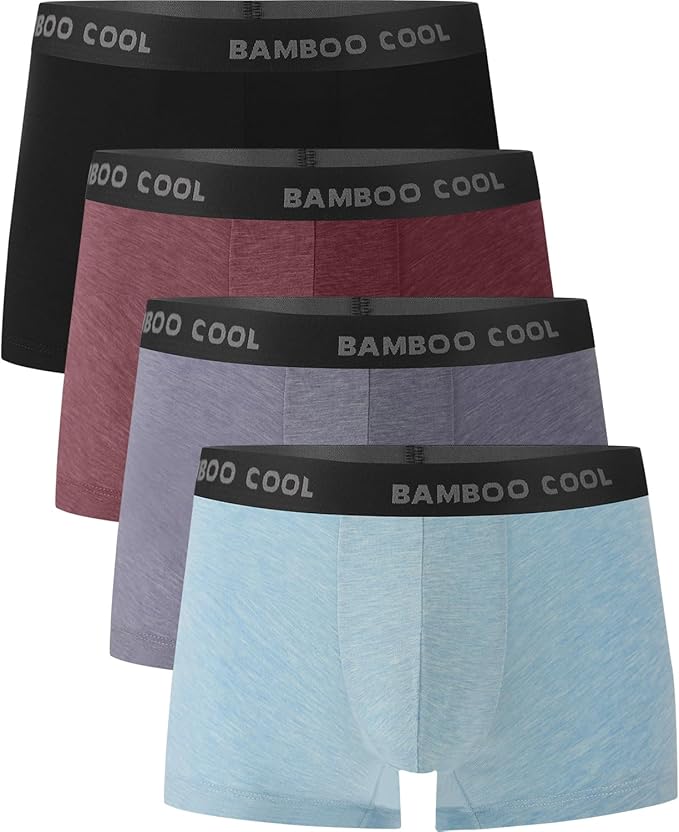 BAMBOO COOL Men's Ultra Breathable Underwear,No Riding Up Boxer Briefs with ComfortFlexible Waistband,Multipack
