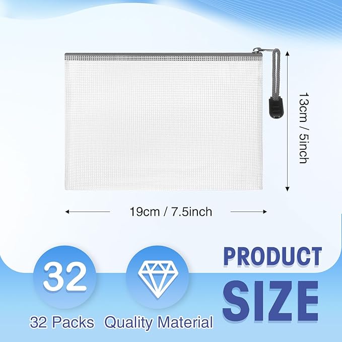 Jetec 32 Pcs Mesh Zipper Bags Toy Storage Bikini Organizer Bag Bolsas Para Guardar Trajes De Baño Waterproof Zipper Reusable Pouch Puzzle Multipurpose for Storage Office(Grey,7.5 x 5 Inch)