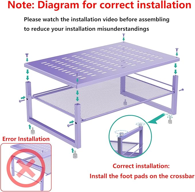 gianotter 2-Tier Metal Monitor Stand Riser, Office Desk Storage Organizer for Computer Monitor, Laptop, Printer, Office Supplies (Purple)