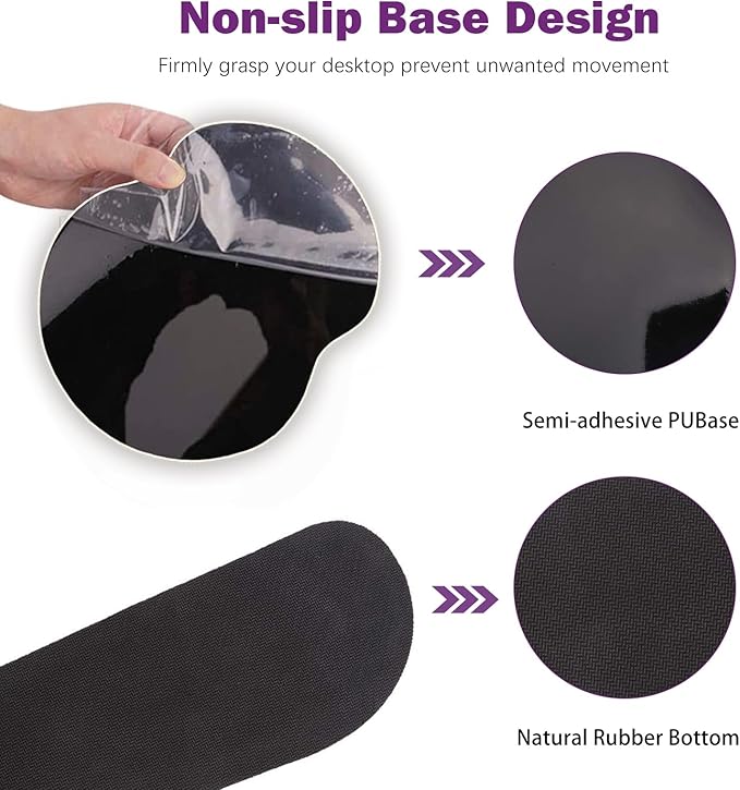 ARTSO Desk Mat, Large Gaming Mouse Pad Wrist Support Set, Ergonomic Keyboard Wrist Rest Desk Pad with Coaster Combo, Extended Mousepad with Non-Slip for Home Office, Purple Heart Butterfly