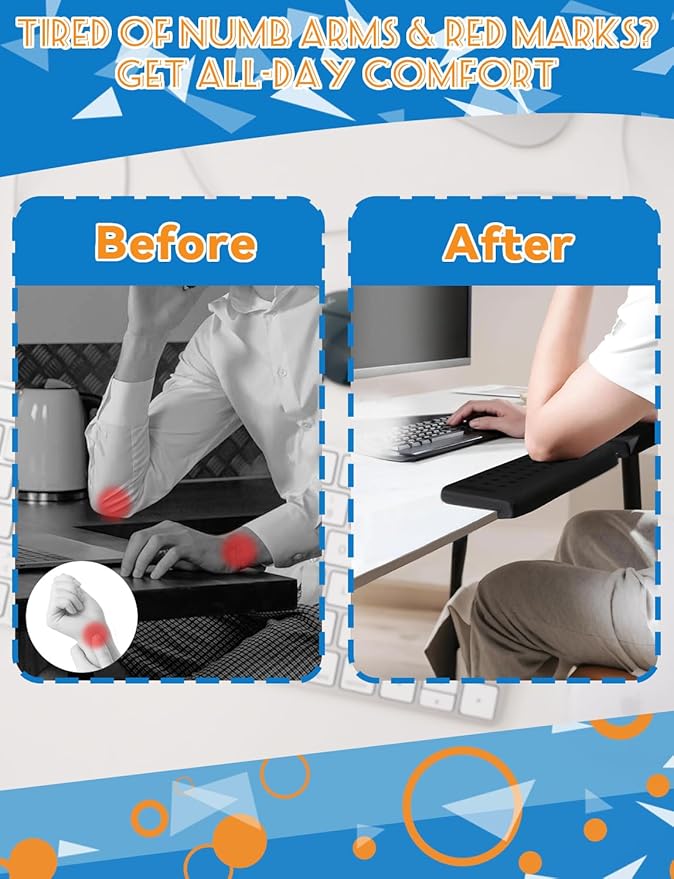 L-Shaped Ergonomic Keyboard Wrist Rest, Wrist Rest for Mouse, Wrist Pad Computer Wrist Support Designed Specifically for Comfortable Typing and Pain Relief, for Computer,Gaming, Office (Black)