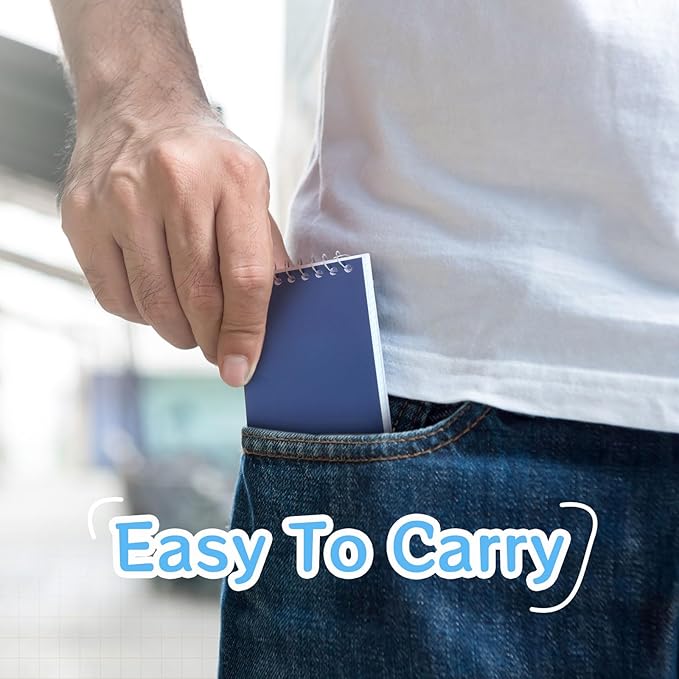 Teling 50 Pcs Spiral Graph Paper Memo Pads Bulk 3x5 Inch Small Note Pads Top Spiral Pocket Graph Notebook 75 Pages Mini Grid Steno Notepads for Writing Sketching Drawing School Office Supplies