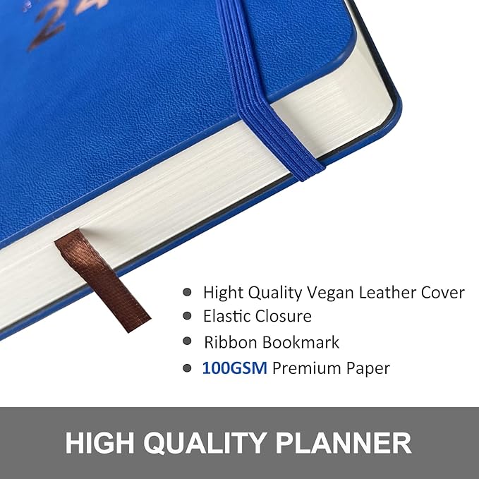 Daily Planner 2025-2026 （8.5"x5.8"）One Day Per Page, Academic Planner July 2025 to June 2026, Agenda 2025 2026, Appointment Calendar Book with Faux Leather Cover (Blue)