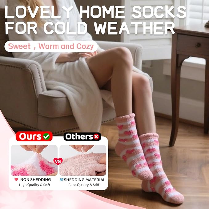 COOPLUS Fuzzy Socks for Women Warm Fluffy Cozy Winter Soft Home Slipper Socks (5 Pairs)