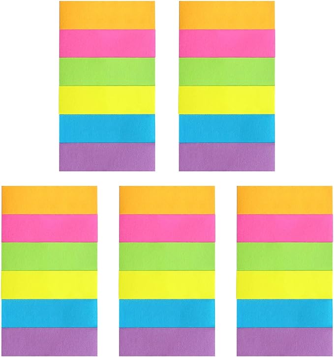 Eastern Wolf 30 Pads 0.5x1.8 Sticky Notes Flags Tabs Page Markers 6 Bright Color Sticky Index Tabs Page Flags 80 Sheet/Pad