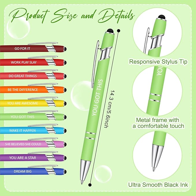 Geyee 24 Pcs Inspirational Sticky Notes with Funny Pens Fun Notepads for Adults Coworkers Nurse 3 x 4 Inch to Do List Notepads with Sayings Pen for Lab Week Gifts Teacher Office Supplies