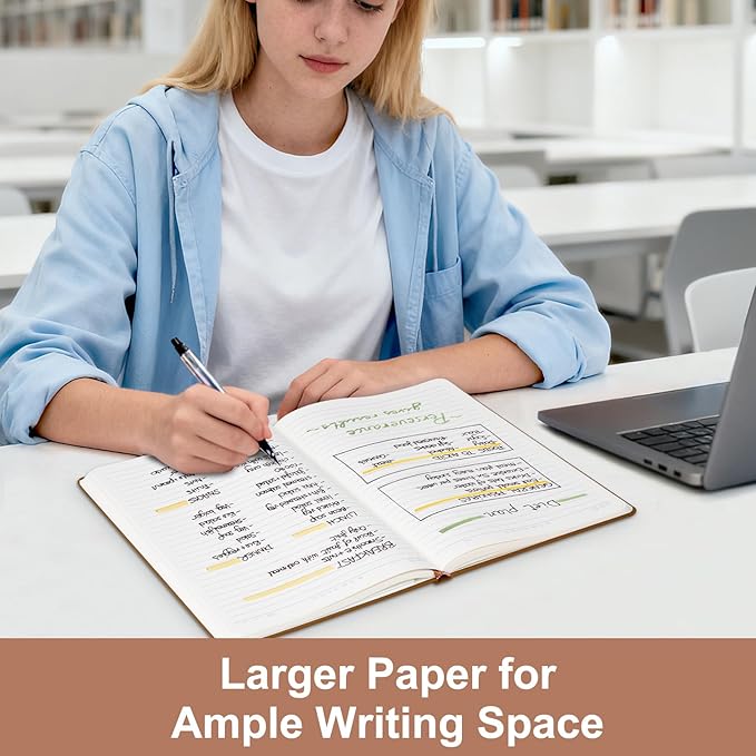 COMIX B5 Lined Journal Notebooks, 240 Pages, 6.9 x 9.8 Inches, Brown, Hardcover Journaling Notebooks for Men & Women- Fits for Office, Business, School, Notes Taking & Writing