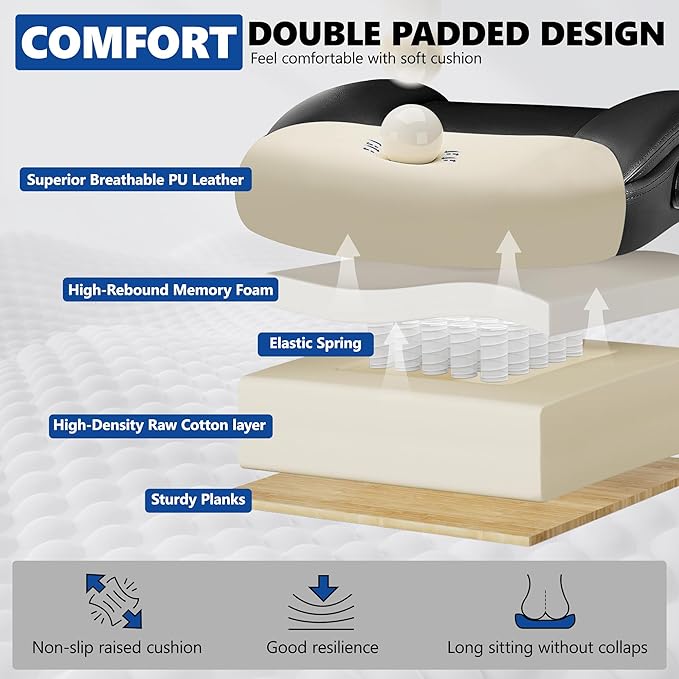 PU Leather Executive Office Chair, Ergonomic High-Back Computer & Gaming Chair with Adjustable Height, Rolling Swivel & Flip-Up Armrests, Comfy Padded Seat for Home Office-Black