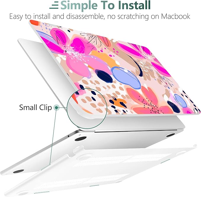 DONGKE Compatible with M4 MacBook Air 15 inch Case 2025 2024 2023 A3241 A3114 A2941 M3 M2 Liquid Retina Display Touch ID, Plastic Hard Case & Keyboard Skin & Screen Protector - Floral Artistic