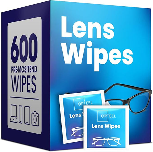 Lens Wipes for Eyeglasses - Pre-moistened Eyeglass Lens Cleaning Wipes - 600 Lens Wipes Individually Wrapped Sracth-Free Streak-Free Eye Glasses Wipes Lens Cleaner for Sunglass & Camera Lens